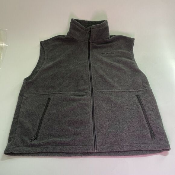 VINTAGE Columbia Vest Mens XL Gray Fleece Full Zip‎ Sleeveless Outerwear - Picture 1 of 9